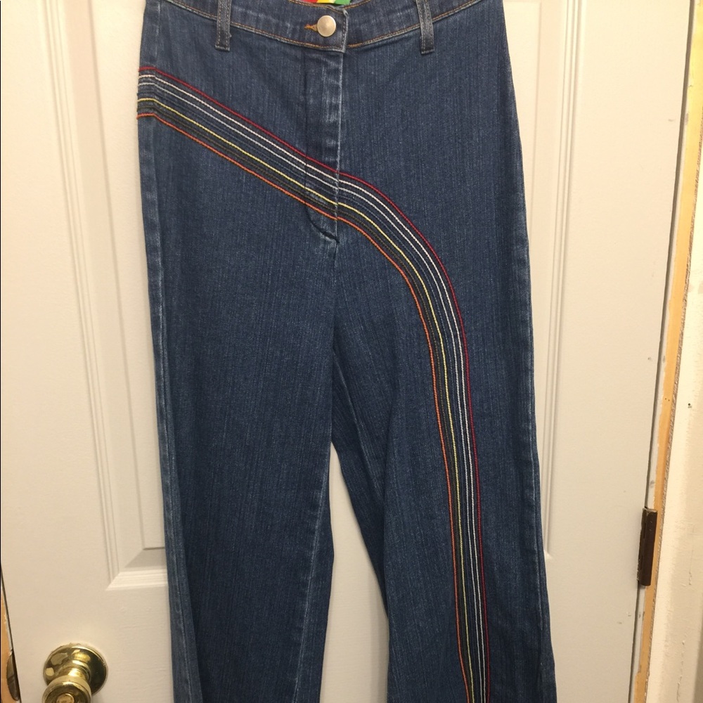 Wide Leg High Waisted Rainbow Jeans Size 25